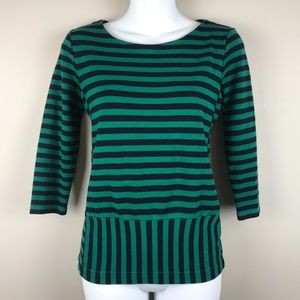 Madewell Stripeturn Ponte Peplum Top - Size Small